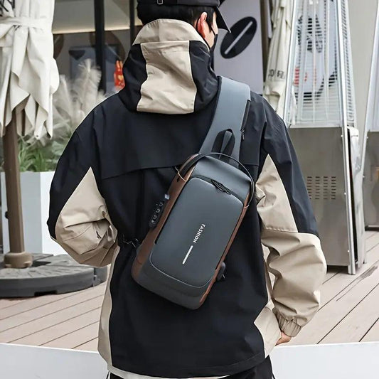 Anti-Theft Chest Crossbody Bag – USB Charging Shoulder Sling for Men
