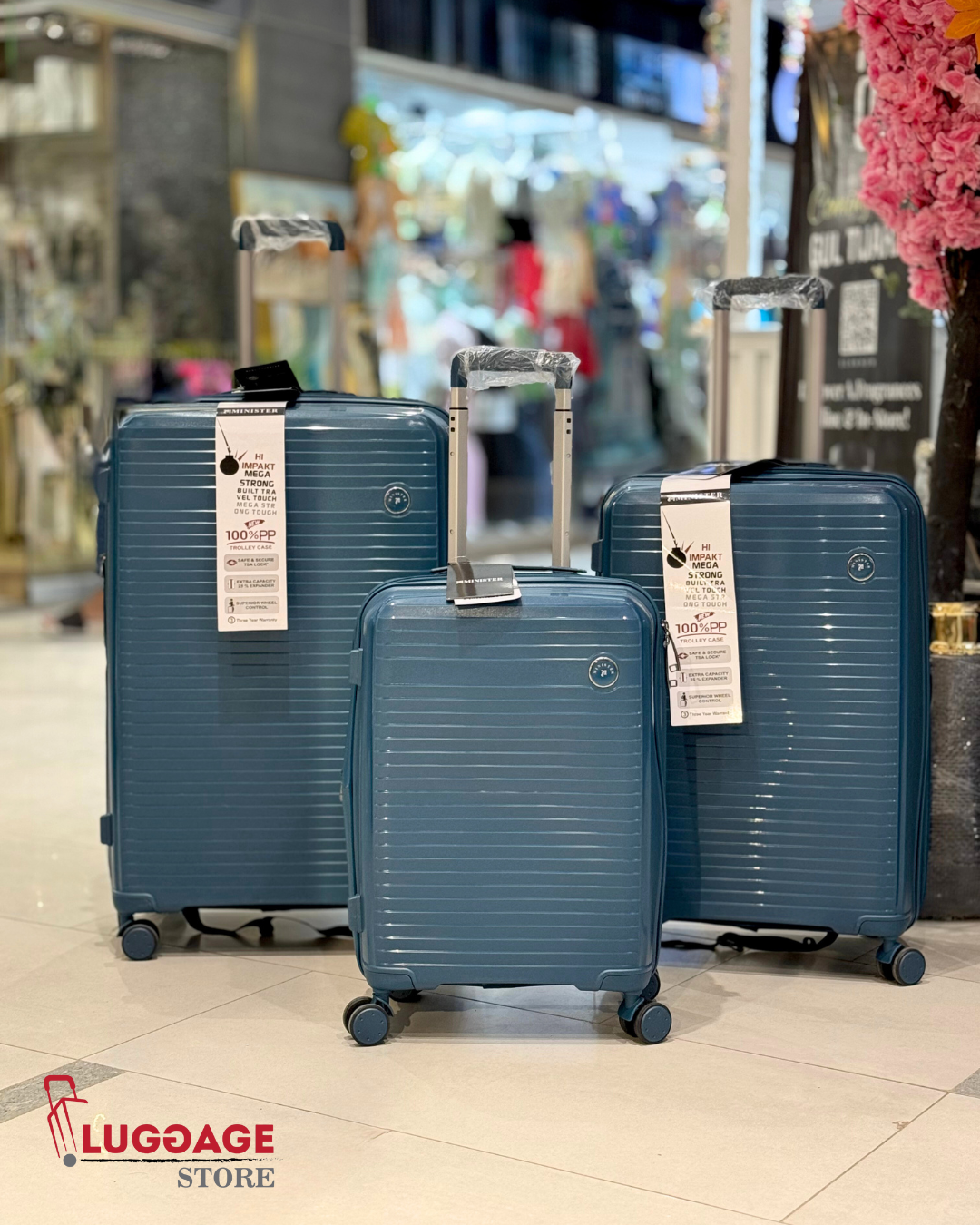 Minister Luggage - Durable PP Polypropylene, 360° Wheels, Expandable, Telescopic Handle