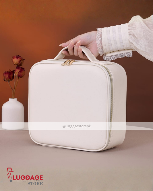 Makeup Bag with Lighted Mirror – Portable Vanity Case with Rechargeable LED Lights