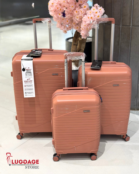 Minister Imported Luggage - Durable PP Polypropylene, 360° Wheels, Expandable, Telescopic Handle