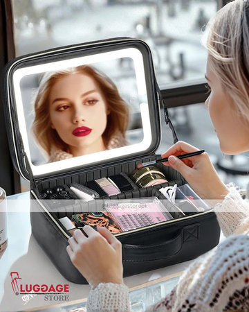 LED Lighted Mirror Vanity Box – Portable Vanity Case with Rechargeable LED Lights