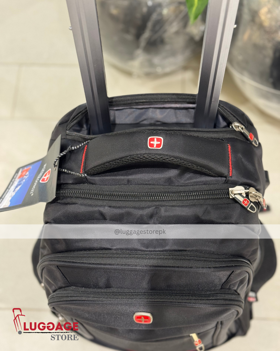 Waterproof Business Trolley Backpack with USB Port – 4-Wheel Rolling Laptop Bag for Men & Women