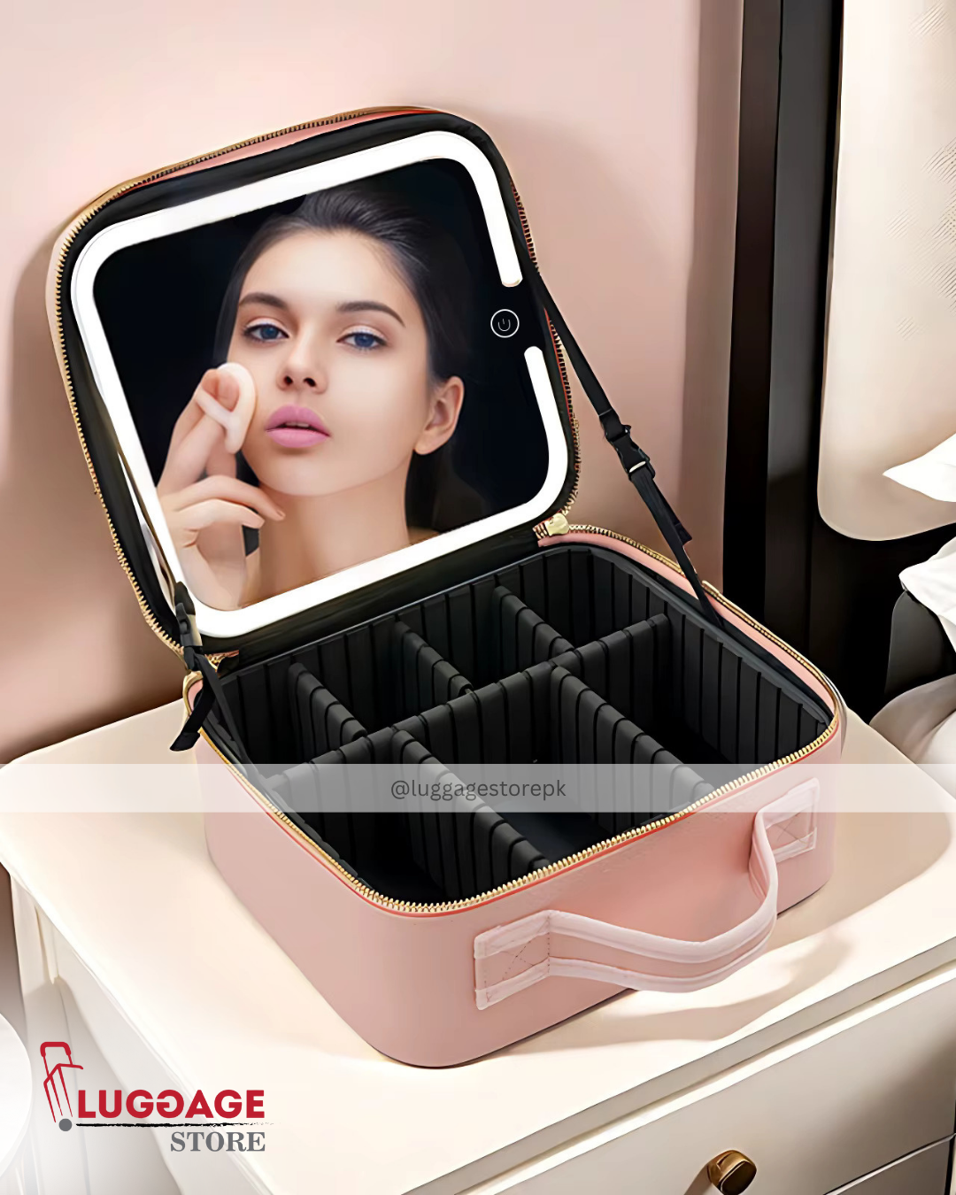 LED Lighted Mirror Vanity Box – Portable Vanity Case with Rechargeable LED Lights