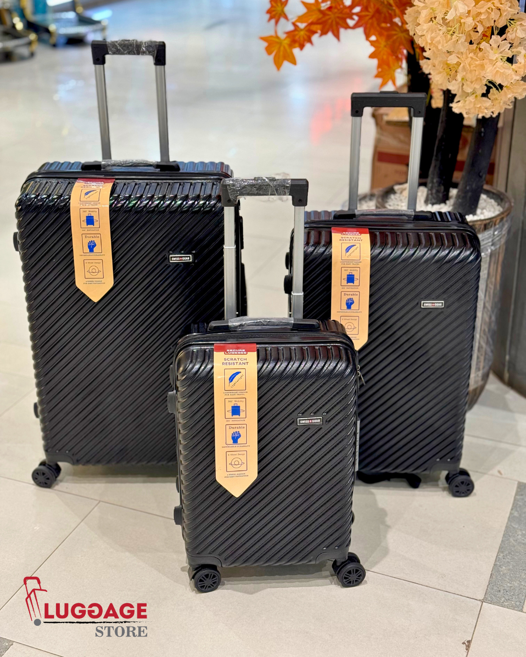 Swiss Luggage Set – Lightweight Polycarbonate Travel Suitcase with 360° Wheels and Expandable Design