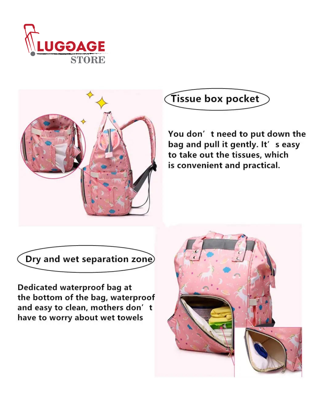 Diaper Bag Backpack – Large Capacity, Waterproof, Travel-Friendly Baby Bag for Mom & Dad