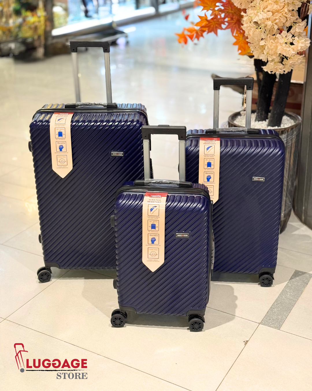 Swiss Luggage Set – Lightweight Polycarbonate Travel Suitcase with 360° Wheels and Expandable Design