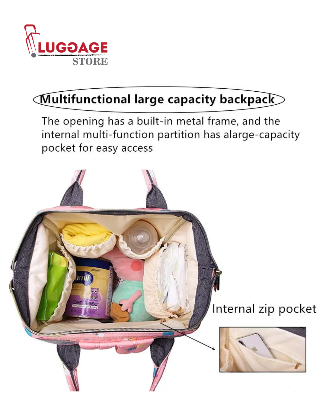 Diaper Bag Backpack – Large Capacity, Waterproof, Travel-Friendly Baby Bag for Mom & Dad