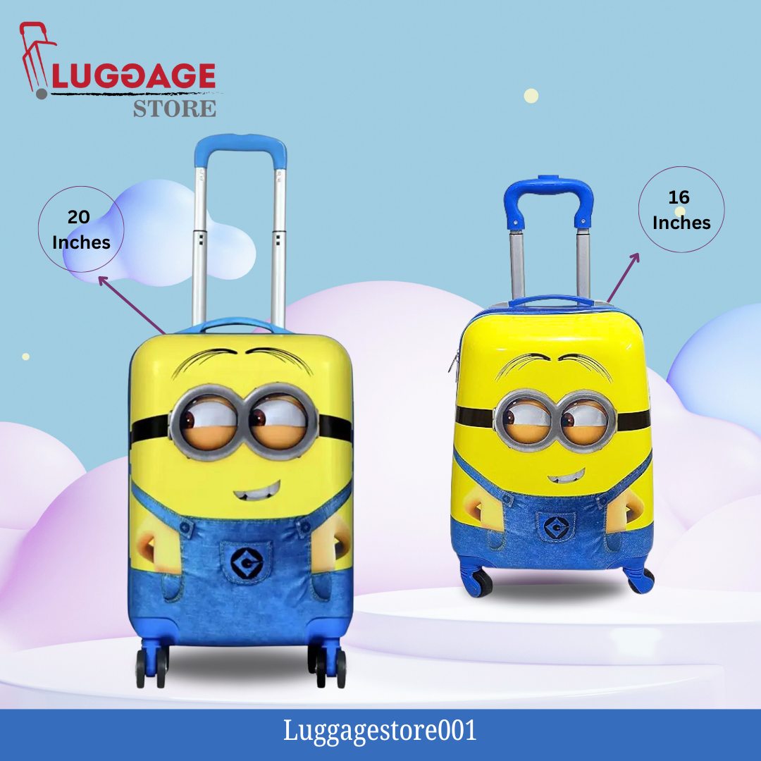 Character trolley bag for kids with hand carry and telescopic handle