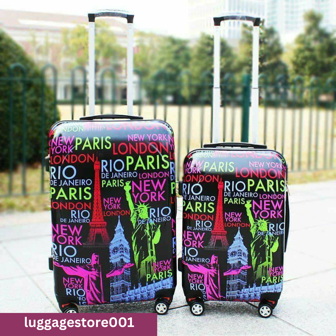 London Paris Printed Polycarbonate Luggage Set