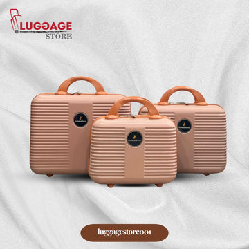 "Luxury fiber vanity box in gold, silver, and blue for makeup and accessories"

