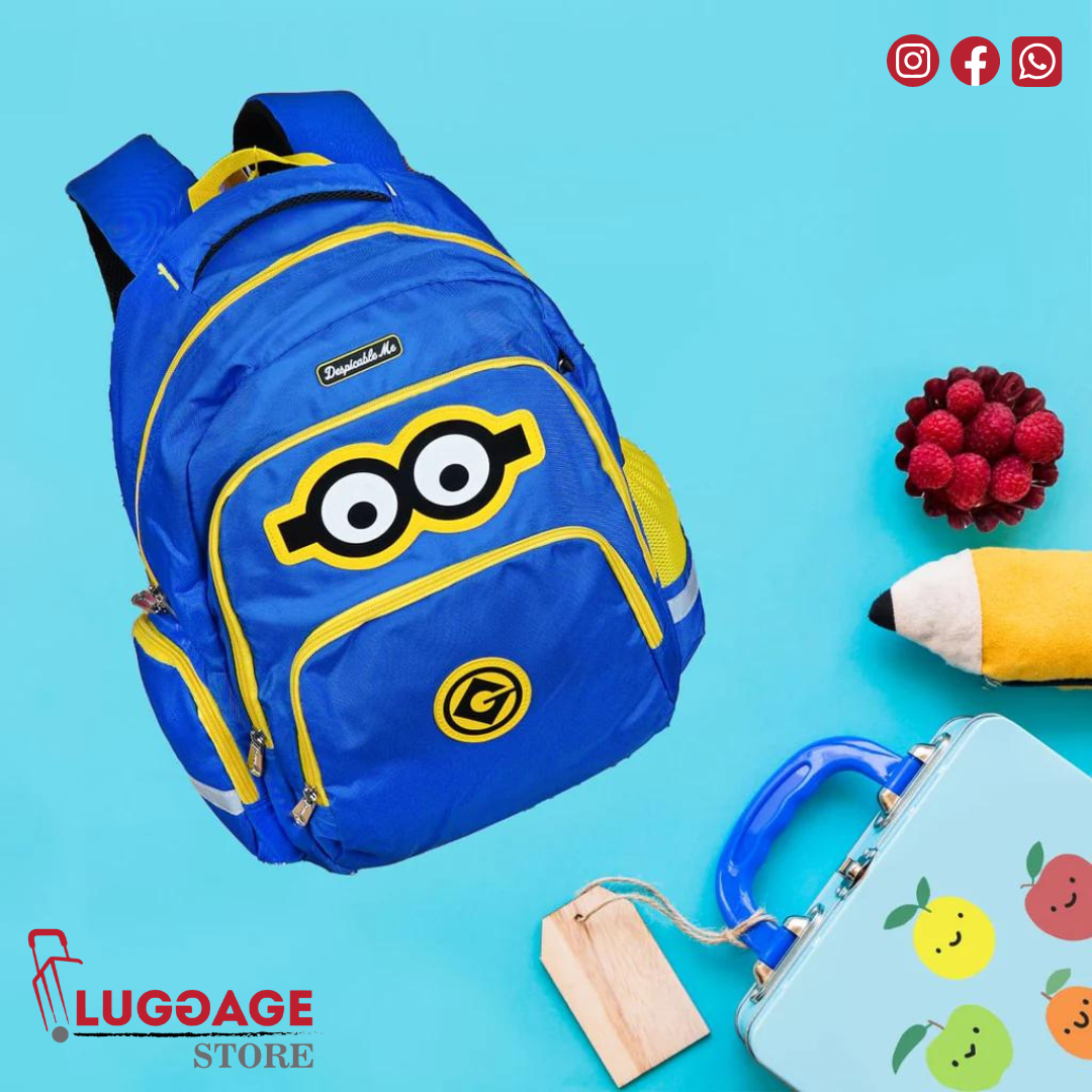 Minions school backpack for kids in Pakistan with secret pocket and multiple compartments – 15 inch