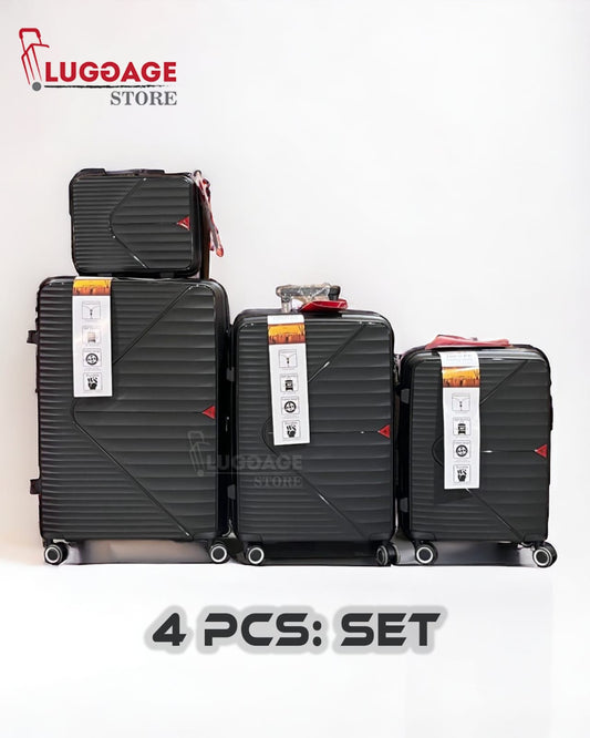 Swiss Sports 4 Pcs Luggage Set – Unbreakable Polypropylene Suitcase with Beauty Box & Anti-Theft Zipper