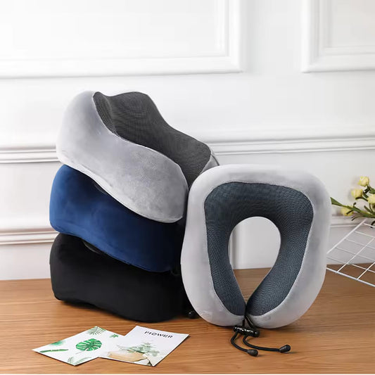 Premium Memory Foam Travel Neck Pillow – U-Shaped Support Cushion for Airplane, Car & Home Use